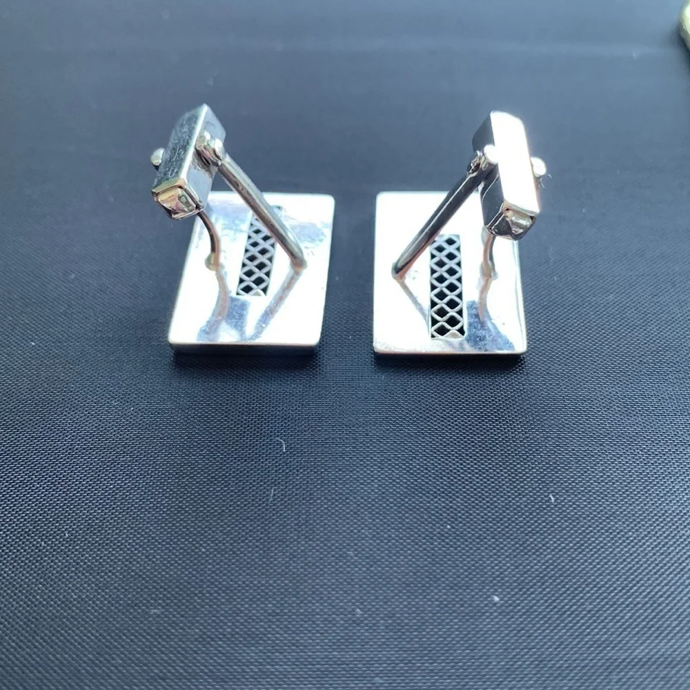 Cuff Links Anson patented pending dated back to 1940  latice work pattern silver